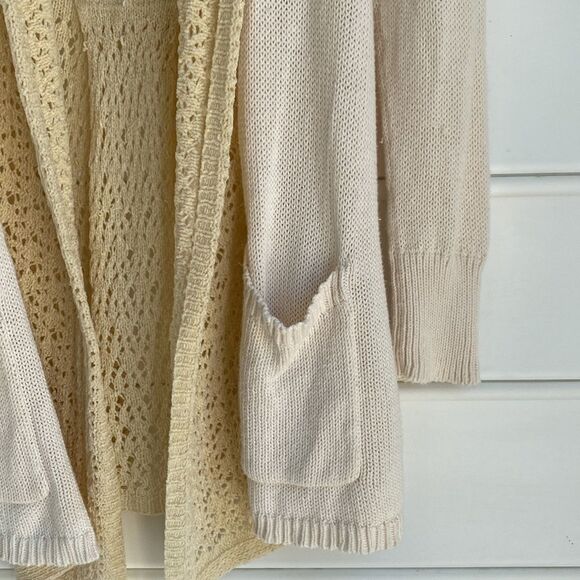 Anthro Angel of the North Evenie Chenille long open Cardigan Ivory Sweater S - Picture 4 of 12